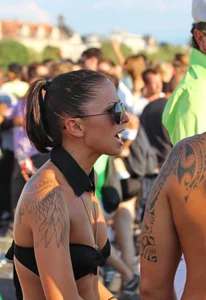 Boobs out in public in either bikini tops or bras