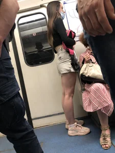 Cute Teen in Shorts, a Top and Sneakers Subway Huge Creepshots Collection