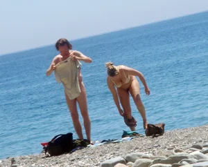 Nude beach and topless girls