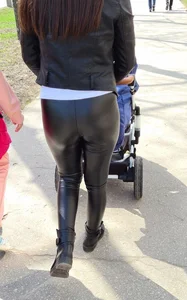 Shiny leggings milf ass