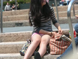 Bunch of sexy girls upskirted at parks showing their panties and asses