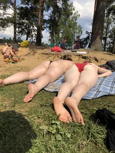 Two Young Chunky Girls Lying at a Beach Creepshots Gallery
