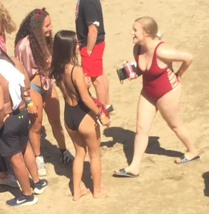 Cheeky girl and her friend at the beach (OC, First Post, Hope you guys like it)
