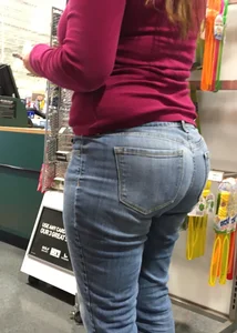 Big ass in tight jeans at Golf Galaxy
