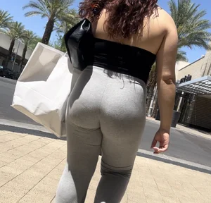 Latina bouncing in thin grey leggings (OC)