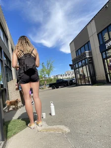 Plump teen VPL biker shorts