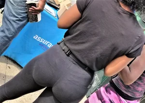 Ebony babes in pink patterned and black leggings with nice asses