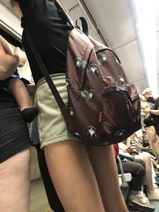 Skinny Candid Teen's Legs in Shorts With Visible Leg Hair Subway Photo Gallery