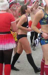 Sexy brunette in her panties for a panty run