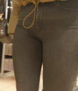 Hot girl with a worked out ass in tight grey jeans