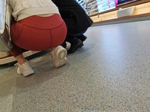Nice ass in tight red leggings shopping