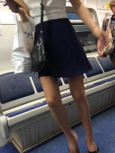 Girl with Long Skinny Legs on High Heels Subway Candid