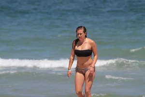 Big collection of various sexy girls on a beach in bikinis