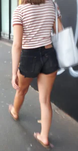 Nice ass in denim shorts with vpl and a wedgie