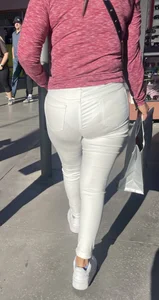 See-through white pants with amazing VPL