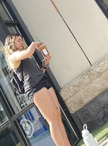 Plump teen VPL biker shorts