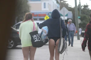 Sexy Florida beach bikini girls, some topless