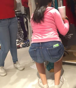 Sexy Little Ass in Denim Mini Shorts at the Mall Creepshots Collection
