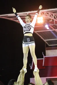Bunch of athletic Thai cheerleaders at a competition