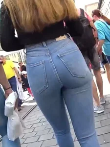 Teen girl with a tight ass in tight jeans