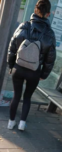 Perfect german ass in tight black Leggings