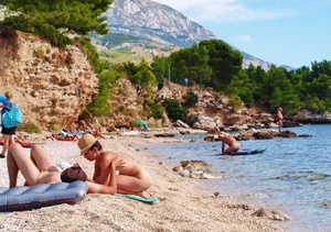 Nude beach and topless girls