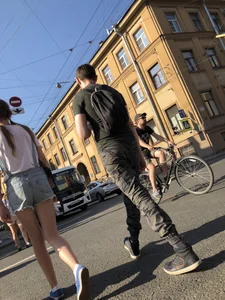 Skinny Legs in Denim Shorts City Street Candid Pics