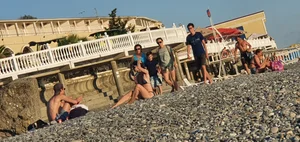 Hot Candid Girl in a Swimsuit Chilling on a Beach With Her Boyfriend Creepshots Series