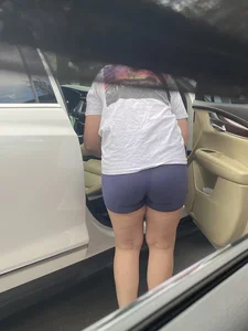 Brunette In Tiny Blue Shorts With A Big Ass! Pt. 2