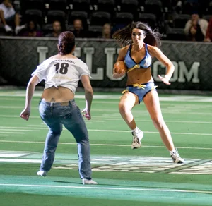 Sexy female football players with hot bodies
