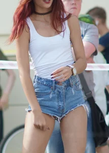 Hot Girl in Mini Shorts Street Creepshot with Panties Visible