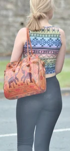 Cute blonde in tight leggings VPL