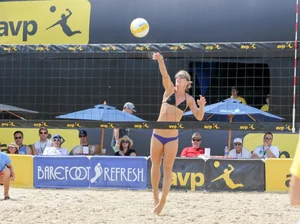 Sexy beach volleyball girls in bikinis