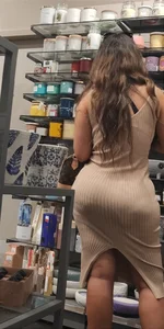 Busty chick with big ass in a tight dress