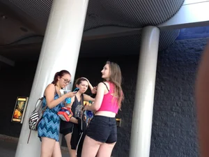 Group of Sexy Young Candid Girls Wearing Shorts And a Dress Street Creepshot