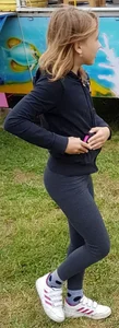 Skinny candid girl wearing leggings in the park