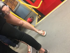 Thick girl in tight shorts with vpl on the bus