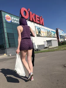 Candid Girl in Shorts With Purple Hair And Hot Pale Legs Street Creepshots Gallery