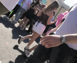 Carnival girls wearing pantyhose, spandex shorts, stockings, skirts and other outfits