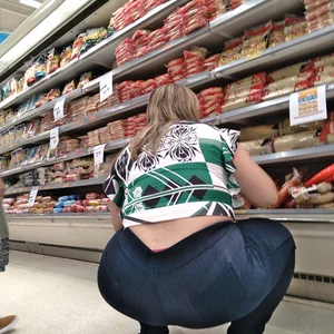 Big Booty blonde milf VPL bending over