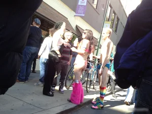 Promo girl in a sexy little outfit