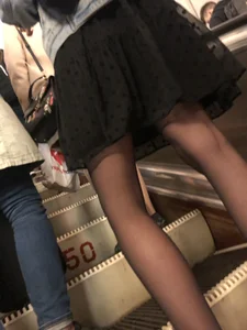 Thin Hot Legs in Black Pantyhose and a Seethrough Skirt on the Subway Escalator Creepshots