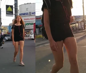 Sexy Ginger Teen in Mini Shorts Street Creepshots