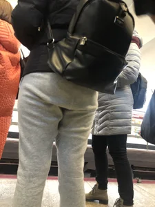 Girl in Loose Sweatpants Subway Closeup Creepshot