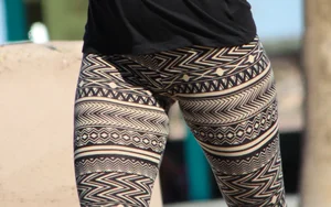 Milf with a nice ass in tight patterned leggings