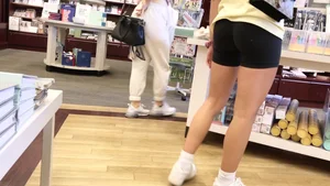 Fresh Teenaged Ass in Legging Shorts