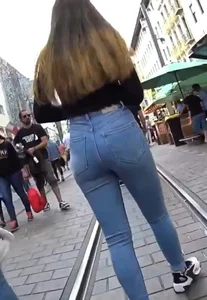 Teen girl with a tight ass in tight jeans