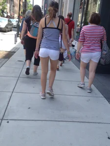 Philly girl with a nice ass in white shorts with vpl