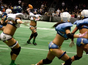 Sexy female football players with hot bodies