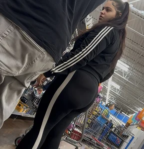 Fat ass Latina with very small thong see through leggings (OC)